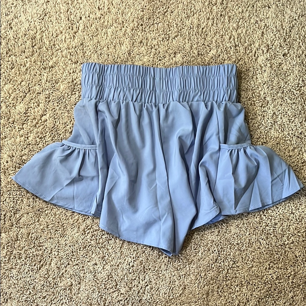 Blue Athletic Shorts with Elastic Waistband